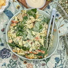 Load image into Gallery viewer, Basil Penne with Roasted Pumpkin & Spinach Salad on picnic