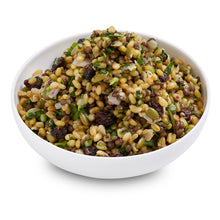 Load image into Gallery viewer, A bowl of Cyprus Grains with Preserved Lemon Salad, displaying a mix of cooked grains, pulse, seeds, herbs, and preserved lemon pieces.