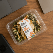 Load image into Gallery viewer, Pack of Salad Servers Lentil Tabbouleh with Middle Eastern Style Chicken on a desk.