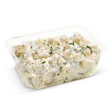 Load image into Gallery viewer, A clear plastic container filled with Australian potato salad, garnished with herbs.