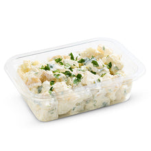 Load image into Gallery viewer, A clear plastic container filled with Australian potato salad, garnished with parsley.