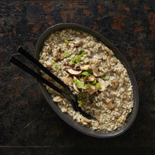 Load image into Gallery viewer, Wild Mushroom Risotto in a black bowl