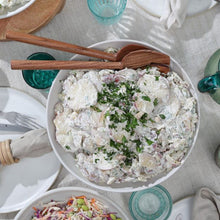 Load image into Gallery viewer, German Potato Salad in white bowl with salad servers